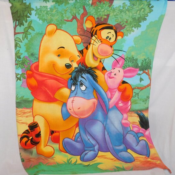 Disney Store Winnie the Pooh Eeyore Piglet Tigger large 50" x 60" Fleece Blanket - Picture 1 of 6